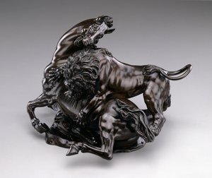 León atacando a un caballo, c.1580/90 de Antonio Susini