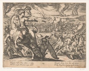 Darius huye del campo de batalla Las hazañas de Alejandro Magno (título de la serie) Alexandri magni praecipvae res gestae (título de la serie)