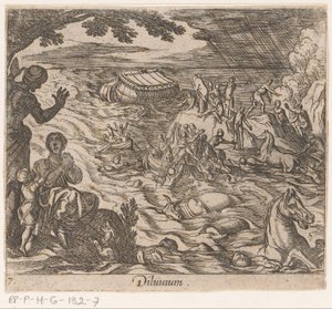 De Zondvloed Deluvium (título sobre el objeto) Metamorphoseon sive transformum (título de la serie) Metamorfosen van Ovidius (título de la serie) de Antonio Tempesta