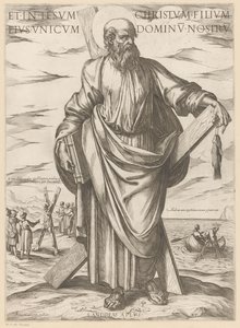 de San Andrés Y en Jesucristo, su único hijo, nuestro Señor (título sobre el objeto) Cristo, María en de apóstol (título de la serie) de Antonio Tempesta