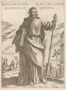 De heilige Jakobus de Mindere Sufriendo bajo Poncio Pilato, crucificado, muerto y sepultado (título sobre el objeto) Cristo, María en de apóstol (título de la serie) de Antonio Tempesta