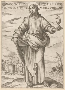 de San Juan Quien fue concebido del Espíritu Santo, nacido de la virgen María (título sobre el objeto) Cristo, María en de apóstol (título de la serie) de Antonio Tempesta