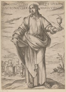 de San Juan Quien fue concebido del Espíritu Santo, nacido de la virgen María (título sobre el objeto) Cristo, María en de apóstol (título de la serie) de Antonio Tempesta