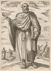 de san pedro Creo en dios padre todopoderoso creador del cielo y de la tierra (título sobre objeto) Cristo, María en de apóstol (título de la serie) de Antonio Tempesta