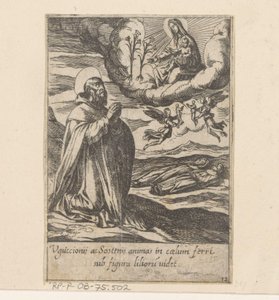 De heilige Philippus bidt voor de zielen van twee broeders Het Leven van Philippus Benitius (título de la serie) Vida de B. Philippi Benicius Florent. ord. Sierva de B. María la Virgen (título de la serie) de Antonio Tempesta