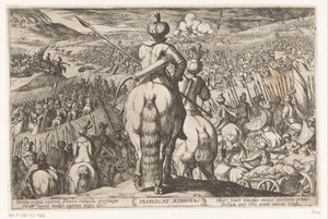 La derrota de los etíopes Profligat Aethiopas (título sobre el objeto) Escenas de batalla del Antiguo Testamento (título de la serie) de Antonio Tempesta