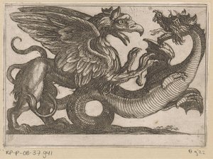 Dragón y grifo en batalla Animales de pelea (título de la serie)