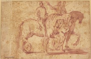 Tres jinetes cabalgando hacia la derecha de Antonio Tempesta
