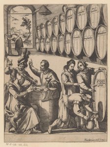 Fiesta de bebidas en bodega de Antonio Tempesta