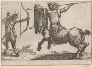 Un centauro atacando a un sátiro. Animales de pelea (título de la serie) de Antonio Tempesta