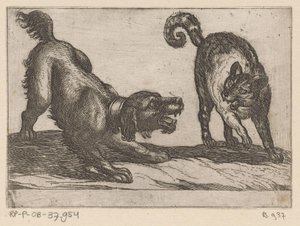 Un perro peleando con un gato Animales de pelea (título de la serie) de Antonio Tempesta