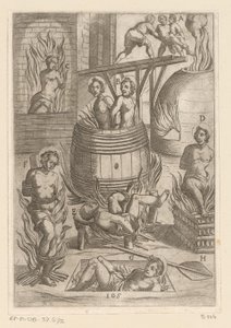 Tortura con diferentes formas de quemar Torturas sufridas por los mártires cristianos (título de la serie) Varia tormentorum et supplicioru rawlium (...) (título de la serie) de Antonio Tempesta