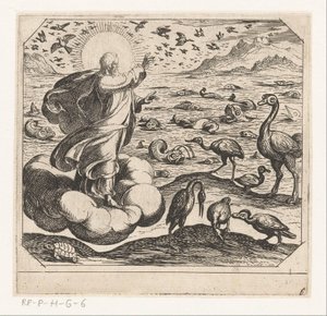 Dios crea las aves y los peces Creación (título de la serie) de Antonio Tempesta