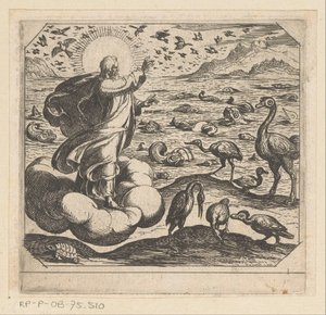 Dios crea las aves y los peces La criatura de Antonio Tempesta