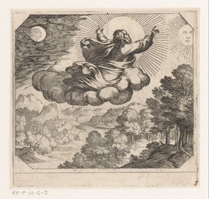 Dios crea el sol, la luna y las estrellas Creación (título de la serie) de Antonio Tempesta