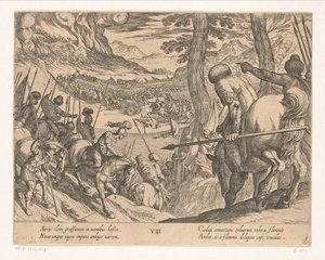 El ejército de Alejandro Magno rodea con fuego a las fuerzas enemigas Las hazañas de Alejandro Magno (título de la serie) Alexandri magni praecipvae res gestae (título de la serie) de Antonio Tempesta