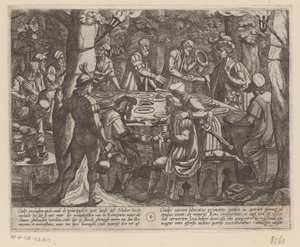 Julius Civilis les dice a los ancianos holandeses que los romanos los tratan como esclavos Las guerras de Batavia contra los romanos (título de la serie) Batavorum cum Romanis Bellum (título de la serie) de Antonio Tempesta