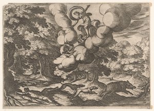 Paisaje con la muerte de Adonis Paisajes con escenas mitológicas (título de serie) de Antonio Tempesta