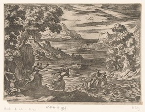 Paisaje con el secuestro de Europa Paisajes con escenas mitológicas (título de serie) de Antonio Tempesta