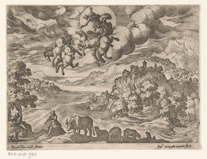 Paisaje con la caída de Faetón Paisajes con escenas mitológicas (título de serie) de Antonio Tempesta