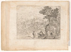 paisaje con hombre y burro de Antonio Tempesta