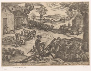 Marzo: actividades agrícolas (ram) Marzo (título sobre objeto) Los doce meses (parte 1) (título de la serie) de Antonio Tempesta