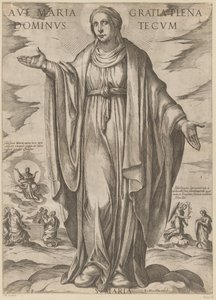 María Ave María, llena eres de gracia, Señor contigo (título sobre el objeto) Cristo, María en de apóstol (título de la serie) de Antonio Tempesta