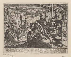 Barcos holandeses y romanos en el Rin Las guerras de Batavia contra los romanos (título de la serie) Batavorum cum Romanis Bellum (título de la serie) de Antonio Tempesta