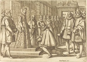 Felipe de España ante Margarita de Austria de Antonio Tempesta