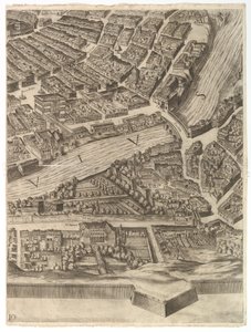 Plano de la ciudad de Roma. Parte 10 con el Tíber y la Villa Farnesina