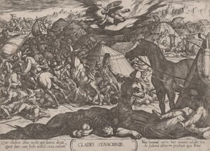 Placa 21: El ángel del Señor venciendo al ejército de Senaquerib, ca. 1590-ca. 1610 de Antonio Tempesta