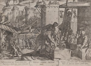 Placa 24: Los israelitas reconstruyendo los muros de Jerusalén, de 