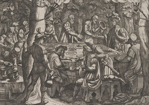 Lámina 4: Civilis dice a los ancianos holandeses que están siendo tratados como esclavos por los romanos de Antonio Tempesta