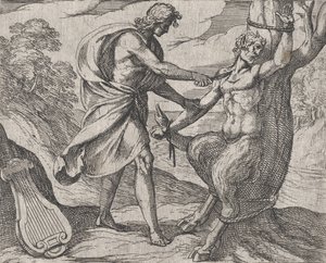 Placa 58: Apolo matando a Marsyas Marsyas victus ab Apolline excoriatur, de las 