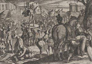 Placa 5: Bruno Nombrado Líder de los Caninefates, de La Guerra de los Romanos Contra los..., 1611