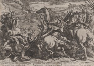 Placa 6: Los israelitas derrotados por los cananeos por haber desobedecido a Moisés, ca. 1590-ca. 1610 de Antonio Tempesta