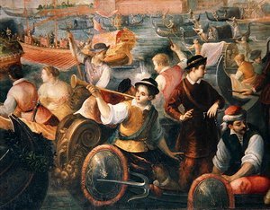 El desembarco de Catarino Cornaro en Venecia en 1489 (detalle)