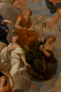 Paz, Prudencia y Templanza, detalle del Salón de la Reina de Antonio Verrio