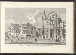Gezicht op Campo Santa Maria Zobenigo te Venetië Área de St. Rocchi con el Templo y Schola (título sobre objeto) Gezichten op gebouwen en pleinen in Venetië (título de la serie) Las vistas más famosas de la ciudad de Venecia de Antonio Visentini