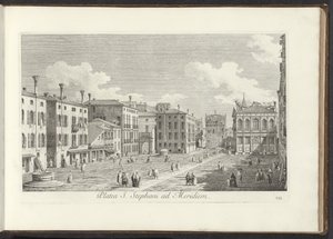 Gezicht op Campo Santo Stefano te Venetië La calle de St. Staphanes al sur (título sobre objeto) Gezichten op gebouwen en pleinen in Venetië (título de la serie) Las vistas más famosas de la ciudad de Venecia, de las 38 pinturas de bronce del Canal de Anto de Antonio Visentini