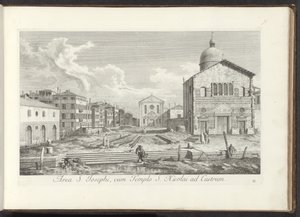 Gezicht op de Chiesa di San Giuseppe di Castello te Venetië El área de San José, con el Templo de San Nicolás en el Castillo (título sobre el objeto) Gezichten op gebouwen en pleinen in Venetië (título de la serie) Las vistas más famosas de la ciudad de Ve de Antonio Visentini