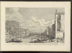 Gezicht op het Canal Grande en Campo San Vio te Venetië De un lado de la calle de San Vito, del otro de la casa de los Cornelio, en el mismo recibo (título sobre objeto) Las vistas más famosas de la ciudad de Venecia de Antonio Visentini