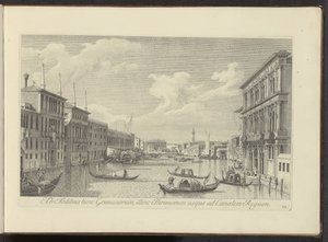 Gezicht op het Canal Grande en Palazzo Vendramin-Calergi te Venetië Desde los palacios de los Grimani por un lado, y los tronos por el otro hasta el Canal Real (título sobre objeto) Las vistas más famosas de la ciudad de Venecia, de las 38 pinturas de bron de Antonio Visentini