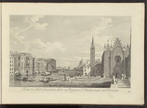 Gezicht op het Canal Grande en de Chiesa di Santa Maria della Carità te Venetië Por un lado desde el Templo de la Caridad, por el otro desde la Región de S. Vitalis hasta el Telonium (título sobre objeto) Las vistas más famosas de la ciudad de Venecia de Antonio Visentini