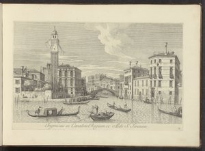Gezicht op het Cannaregio en Palazzo Labia te Venetië Entrada al Canal Real desde el templo de S. Jeremías (título sobre objeto) Las vistas más famosas de la ciudad de Venecia de Antonio Visentini