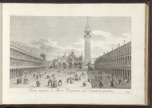 Gezicht op het San Marcoplein en de San Marco te Venetië Área mayor de San Marco, vista del mismo templo (título sobre objeto) Gezichten op gebouwen en pleinen in Venetië (título de la serie) Vistas más famosas de la ciudad de Venecia de Antonio Visentini