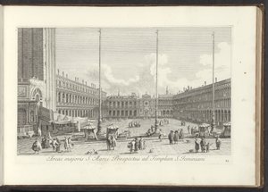 Gezicht op het San Marcoplein te Venetië Área principal de San Marco, vista al Templo de S. Jeminiani (título sobre objeto) Gezichten op gebouwen en pleinen in Venetië (título de la serie) Vistas más famosas de la ciudad de Venecia de Antonio Visentini