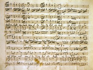 Copia tardía del siglo XVIII de una página manuscrita de la partitura de La scuola de gelosi de Antonio after Salieri