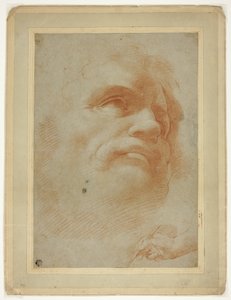 Cabeza masculina y boceto de mano derecha sosteniendo un estilete de Antonio da Correggio