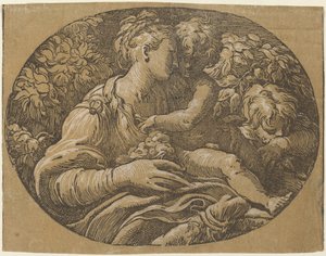 La Virgen con la rosa de Antonio da Trento after Parmigianino